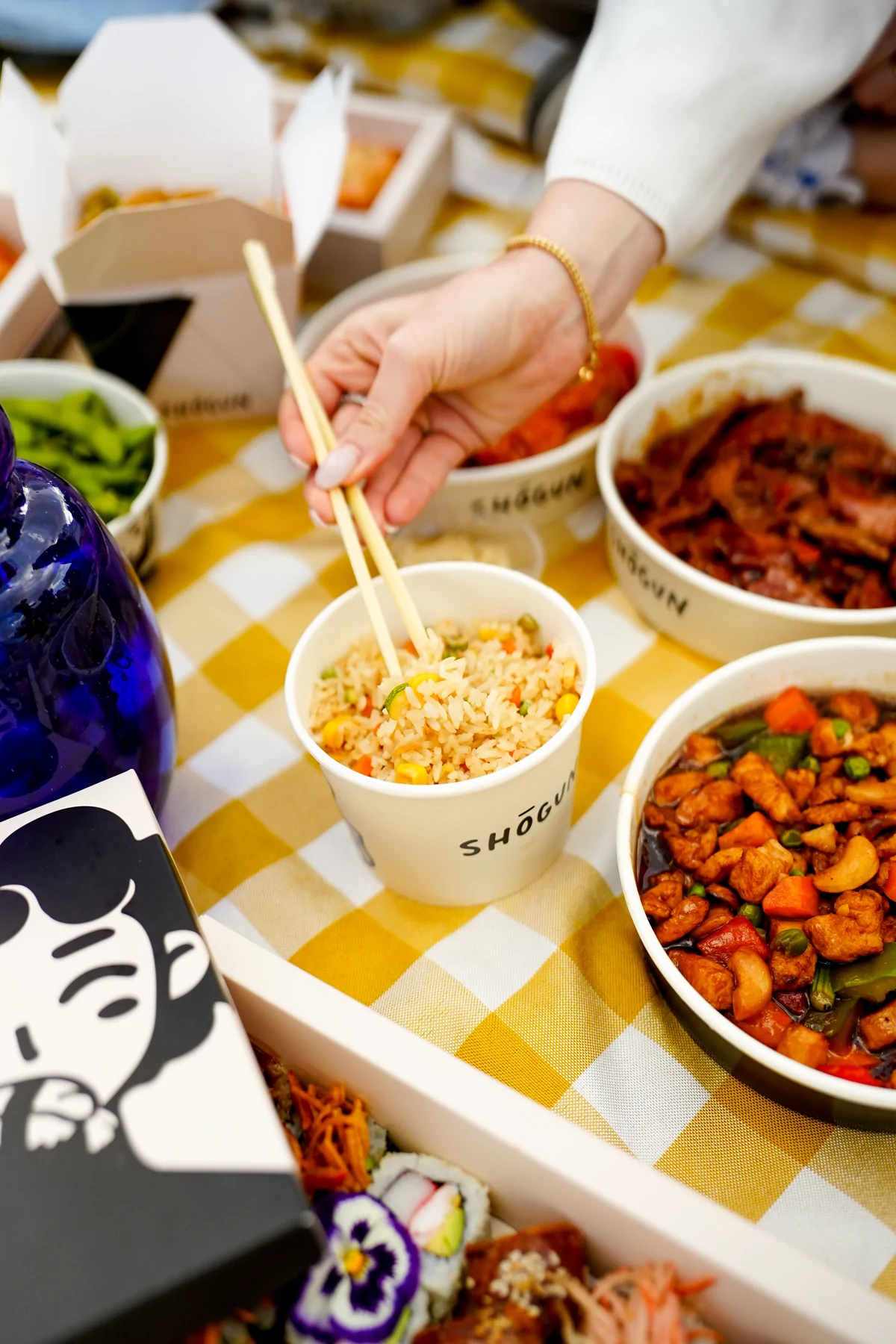 Shōgun food ready to share outdoors